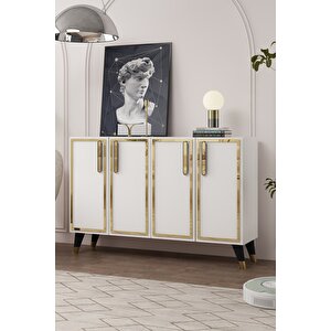 8194km-128ct Konsol,kahve Köşesi̇,ayakkabilik,ofi̇s Evrak Dolabi,mutfak Ki̇ler Dolabi,tv Üni̇tesi̇-beyaz-altın Beyaz-Altın