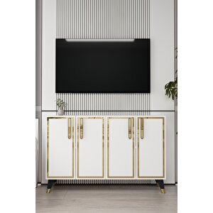 8194km-128ct Konsol,kahve Köşesi̇,ayakkabilik,ofi̇s Evrak Dolabi,mutfak Ki̇ler Dolabi,tv Üni̇tesi̇-beyaz-altın