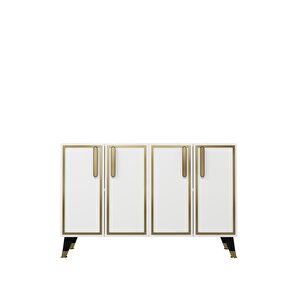 8194km-128ct Konsol,kahve Köşesi̇,ayakkabilik,ofi̇s Evrak Dolabi,mutfak Ki̇ler Dolabi,tv Üni̇tesi̇-beyaz-altın