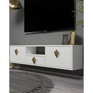 1316dropct-32 Duvara Montaj Tv Sehpasi-BEYAZ-ALTIN Beyaz-Altın