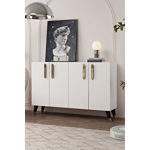 8191km-128ct Konsol,kahve Köşesi̇,ayakkabilik,ofi̇s Evrak Dolabi,mutfak Ki̇ler Dolabi,tv Üni̇tesi̇-BEYAZ-ALTIN Beyaz-Altın