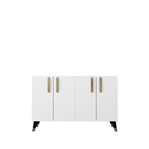 8191km-128ct Konsol,kahve Köşesi̇,ayakkabilik,ofi̇s Evrak Dolabi,mutfak Ki̇ler Dolabi,tv Üni̇tesi̇-BEYAZ-ALTIN