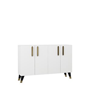 8191km-128ct Konsol,kahve Köşesi̇,ayakkabilik,ofi̇s Evrak Dolabi,mutfak Ki̇ler Dolabi,tv Üni̇tesi̇-BEYAZ-ALTIN