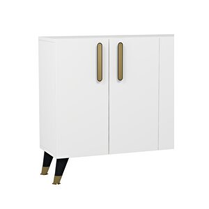 8191km-128ct Konsol,kahve Köşesi̇,ayakkabilik,ofi̇s Evrak Dolabi,mutfak Ki̇ler Dolabi,tv Üni̇tesi̇-BEYAZ-ALTIN