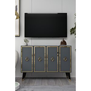 8189km-32ct Konsol,kahve Köşesi̇,ayakkabilik,ofi̇s Evrak Dolabi,mutfak Ki̇ler Dolabi,tv Üni̇tesi̇-antrasit-altın