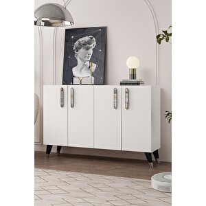 8191km-128ct Konsol,kahve Köşesi̇,ayakkabilik,ofi̇s Evrak Dolabi,mutfak Ki̇ler Dolabi,tv Üni̇tesi̇-beyaz-gümüş Beyaz-Gümüş