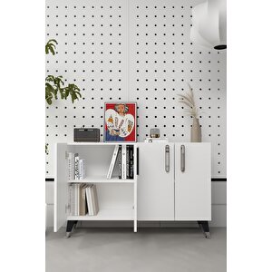 8191km-128ct Konsol,kahve Köşesi̇,ayakkabilik,ofi̇s Evrak Dolabi,mutfak Ki̇ler Dolabi,tv Üni̇tesi̇-beyaz-gümüş