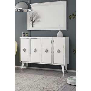 8189km-32ct Konsol,kahve Köşesi̇,ayakkabilik,ofi̇s Evrak Dolabi,mutfak Ki̇ler Dolabi,tv Üni̇tesi̇-beyaz-gümüş Beyaz-Gümüş