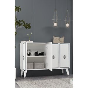 8189km-32ct Konsol,kahve Köşesi̇,ayakkabilik,ofi̇s Evrak Dolabi,mutfak Ki̇ler Dolabi,tv Üni̇tesi̇-beyaz-gümüş Beyaz-Gümüş