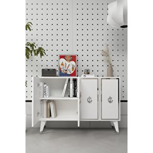 8189km-32ct Konsol,kahve Köşesi̇,ayakkabilik,ofi̇s Evrak Dolabi,mutfak Ki̇ler Dolabi,tv Üni̇tesi̇-beyaz-gümüş