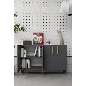 8191km-128ct Konsol,kahve Köşesi̇,ayakkabilik,ofi̇s Evrak Dolabi,mutfak Ki̇ler Dolabi,tv Üni̇tesi̇-ANTRASİT-ALTIN