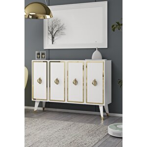 8189km-32ct Konsol,kahve Köşesi̇,ayakkabilik,ofi̇s Evrak Dolabi,mutfak Ki̇ler Dolabi,tv Üni̇tesi̇-beyaz-altın Beyaz-Altın
