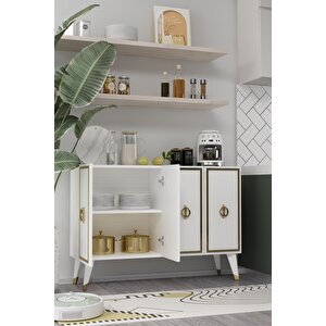 8189km-32ct Konsol,kahve Köşesi̇,ayakkabilik,ofi̇s Evrak Dolabi,mutfak Ki̇ler Dolabi,tv Üni̇tesi̇-beyaz-altın Beyaz-Altın