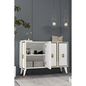 8189km-32ct Konsol,kahve Köşesi̇,ayakkabilik,ofi̇s Evrak Dolabi,mutfak Ki̇ler Dolabi,tv Üni̇tesi̇-beyaz-altın Beyaz-Altın