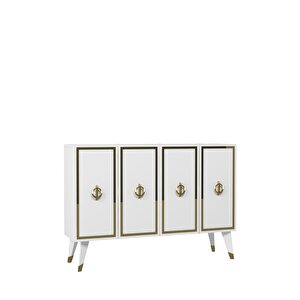 8189km-32ct Konsol,kahve Köşesi̇,ayakkabilik,ofi̇s Evrak Dolabi,mutfak Ki̇ler Dolabi,tv Üni̇tesi̇-beyaz-altın