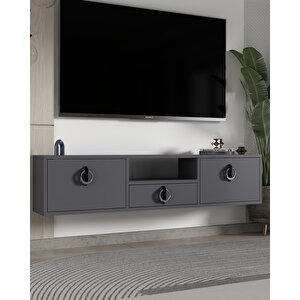 1321dropct-32 Duvara Montaj Tv Sehpasi-ANTRASİT-SİYAH-GÜMÜŞ Antrasit Gümüş