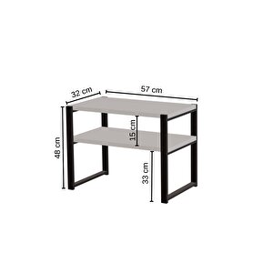 Steel Design 2 Katlı Metal Ayaklı Yazıcı Ve Ofis Düzenleyici Raf – Masaüstü Standı, Dosya Klasör Organizeri