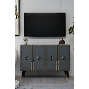 8187km-32ct Konsol,kahve Köşesi̇,ayakkabilik,ofi̇s Evrak Dolabi,mutfak Ki̇ler Dolabi,tv Üni̇tesi̇-ANTRASİT-ALTIN