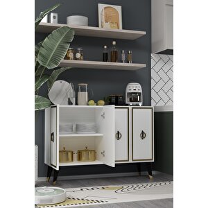 8187km-32ct Konsol,kahve Köşesi̇,ayakkabilik,ofi̇s Evrak Dolabi,mutfak Ki̇ler Dolabi,tv Üni̇tesi̇-BEYAZ-ALTIN Beyaz-Altın