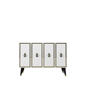 8187km-32ct Konsol,kahve Köşesi̇,ayakkabilik,ofi̇s Evrak Dolabi,mutfak Ki̇ler Dolabi,tv Üni̇tesi̇-BEYAZ-ALTIN