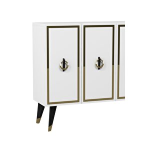 8187km-32ct Konsol,kahve Köşesi̇,ayakkabilik,ofi̇s Evrak Dolabi,mutfak Ki̇ler Dolabi,tv Üni̇tesi̇-BEYAZ-ALTIN