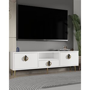 1317dropct-32 Tv Sehpasi BEYAZ-SİYAH-ALTIN Beyaz-Altın