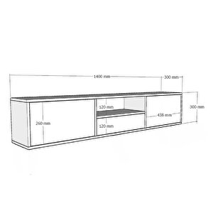1314dropct-32 Duvara Montaj Tv Sehpasi-BEYAZ-ALTIN-SİYAH
