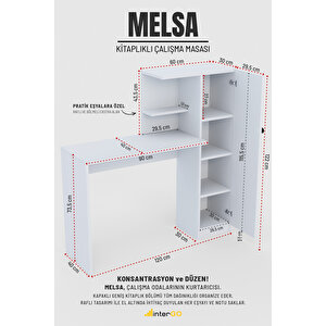 Melsa Çalışma Masası Dolaplı Ve Kitaplıklı Bilgisayar Masası, Çocuk Çalışma Masası Beyaz