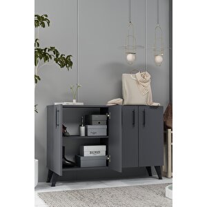 8190km-128ct Konsol,kahve Köşesi̇,ayakkabilik,ofi̇s Evrak Dolabi,mutfak Ki̇ler Dolabi,tv Üni̇tesi̇-ANTRASİT-SİYAH Antrasit - Siyah