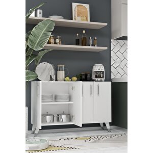 8190km-128ct Konsol,kahve Köşesi̇,ayakkabilik,ofi̇s Evrak Dolabi,mutfak Ki̇ler Dolabi,tv Üni̇tesi̇-BEYAZ-GÜMÜŞ Beyaz-Gümüş