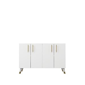 8190km-128ct Konsol,kahve Köşesi̇,ayakkabilik,ofi̇s Evrak Dolabi,mutfak Ki̇ler Dolabi,tv Üni̇tesi̇-BEYAZ-ALTIN