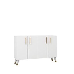 8190km-128ct Konsol,kahve Köşesi̇,ayakkabilik,ofi̇s Evrak Dolabi,mutfak Ki̇ler Dolabi,tv Üni̇tesi̇-BEYAZ-ALTIN