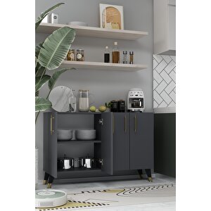 8190km-128ct Konsol,kahve Köşesi̇,ayakkabilik,ofi̇s Evrak Dolabi,mutfak Ki̇ler Dolabi,tv Üni̇tesi̇-ANTRASİT-ALTIN Antrasit Gold