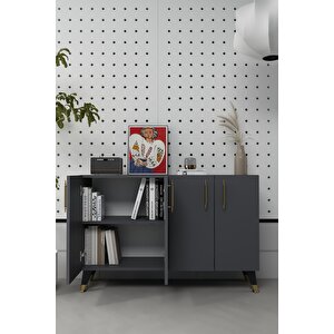 8190km-128ct Konsol,kahve Köşesi̇,ayakkabilik,ofi̇s Evrak Dolabi,mutfak Ki̇ler Dolabi,tv Üni̇tesi̇-ANTRASİT-ALTIN