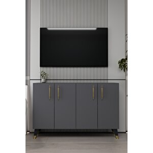 8190km-128ct Konsol,kahve Köşesi̇,ayakkabilik,ofi̇s Evrak Dolabi,mutfak Ki̇ler Dolabi,tv Üni̇tesi̇-ANTRASİT-ALTIN