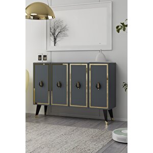 8188km-32ct Konsol,kahve Köşesi̇,ayakkabilik,ofi̇s Evrak Dolabi,mutfak Ki̇ler Dolabi,tv Üni̇tesi̇-ANTRASİT-ALTIN-SİYAH