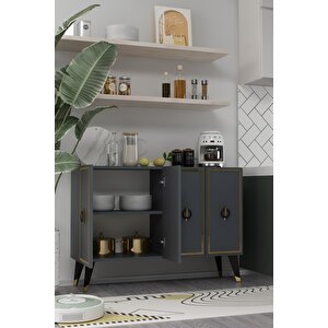 8188km-32ct Konsol,kahve Köşesi̇,ayakkabilik,ofi̇s Evrak Dolabi,mutfak Ki̇ler Dolabi,tv Üni̇tesi̇-ANTRASİT-ALTIN-SİYAH