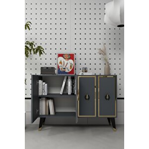 8188km-32ct Konsol,kahve Köşesi̇,ayakkabilik,ofi̇s Evrak Dolabi,mutfak Ki̇ler Dolabi,tv Üni̇tesi̇-ANTRASİT-ALTIN-SİYAH