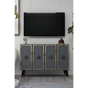 8188km-32ct Konsol,kahve Köşesi̇,ayakkabilik,ofi̇s Evrak Dolabi,mutfak Ki̇ler Dolabi,tv Üni̇tesi̇-ANTRASİT-ALTIN-SİYAH