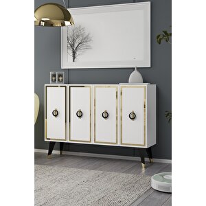 8188km-32ct Konsol,kahve Köşesi̇,ayakkabilik,ofi̇s Evrak Dolabi,mutfak Ki̇ler Dolabi,tv Üni̇tesi̇-BEYAZ-ALTIN-SİYAH Beyaz-Altın