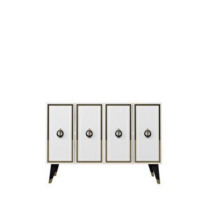 8188km-32ct Konsol,kahve Köşesi̇,ayakkabilik,ofi̇s Evrak Dolabi,mutfak Ki̇ler Dolabi,tv Üni̇tesi̇-BEYAZ-ALTIN-SİYAH