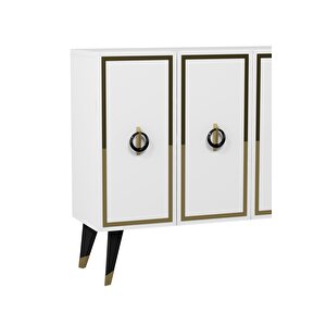 8188km-32ct Konsol,kahve Köşesi̇,ayakkabilik,ofi̇s Evrak Dolabi,mutfak Ki̇ler Dolabi,tv Üni̇tesi̇-BEYAZ-ALTIN-SİYAH