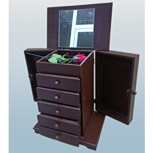 Hobi Erdl Model90525 7çekmeceli Takı Şifonyer Kutu Aynalı Ceviz Renkli El Yapım