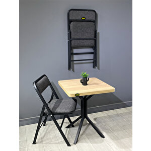 Mercan Sonoma 2 Kişilik Kare Mutfak Yemek Masası Takımı 2+1 Keten Gri 60 Cm