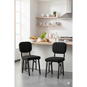 Elfin 70x110 Efes Yemek Masası, Yemek Masası Takımı, 2 Sandalye 1 Bench - Siyah