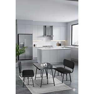 Elfin 70x110cm Sabit Bendir, Yemek Masası, Yemek Masası Takımı, 2 Antrasit Benchli