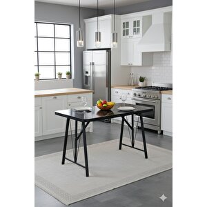 Elfin 70x110cm Sabit Bendir, Yemek Masası, Yemek Masası Takımı, 2 Antrasit Benchli