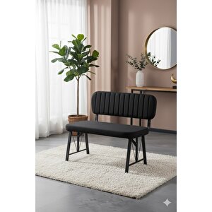 Elfin 70x110 Atlantik Yemek Masası, Yemek Masası Takımı, 2 Sandalye 1 Bench - Siyah