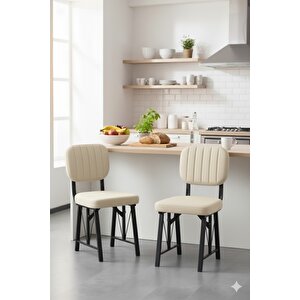 Elfin 70x110 Atlantik Yemek Masası, Yemek Masası Takımı, 2 Sandalye 1 Bench - Krem