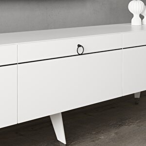 Dekorosso Andora Modern Tv Ünitesi Kitaplıklı Dolaplı Tv Sehpası Beyaz